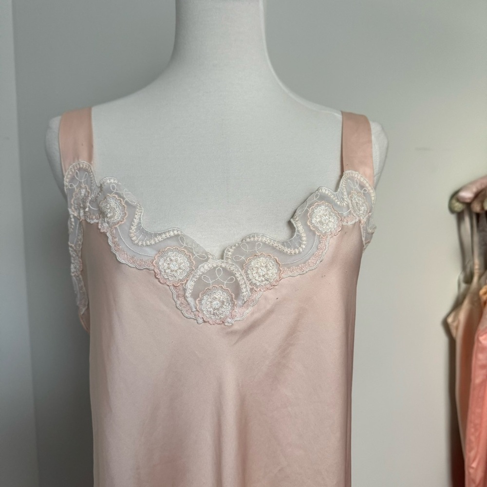 Vintage peachy pink maxi gown M cottagecore glam fairy - Picture 3 of 6
